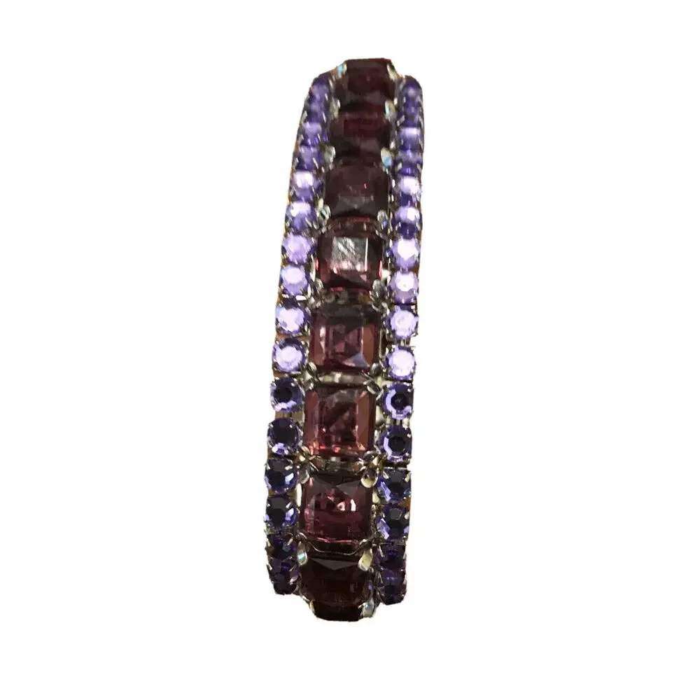 Estate Purple Large & Small Gem 3 Row Stretch Bracelet 3/4